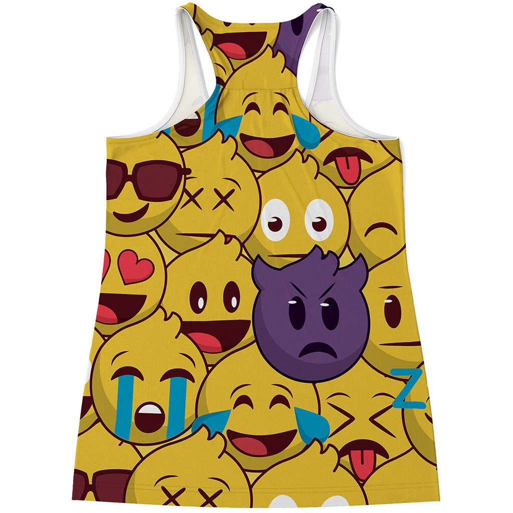 Cute Emoji Pattern Print Women's Racerback Tank Top