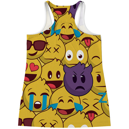 Cute Emoji Pattern Print Women's Racerback Tank Top