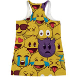 Cute Emoji Pattern Print Women's Racerback Tank Top