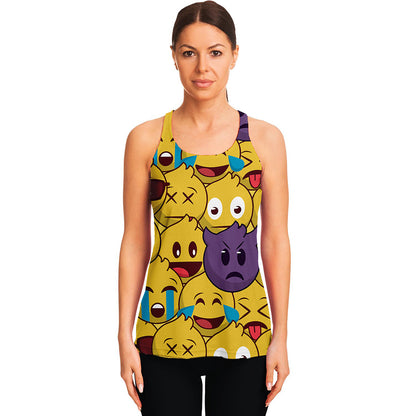 Cute Emoji Pattern Print Women's Racerback Tank Top