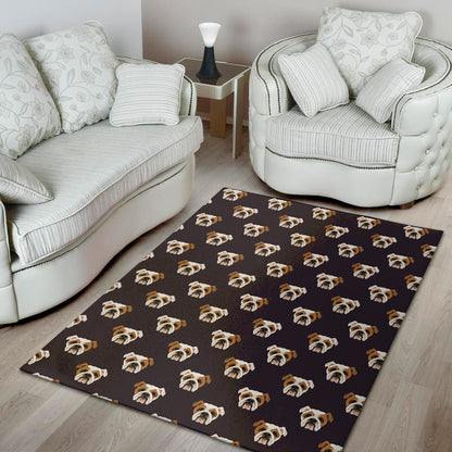 Cute English Bulldog Pattern Print Area Rug