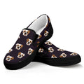 Cute English Bulldog Pattern Print Black Slip On Sneakers
