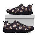 Cute English Bulldog Pattern Print Black Running Shoes