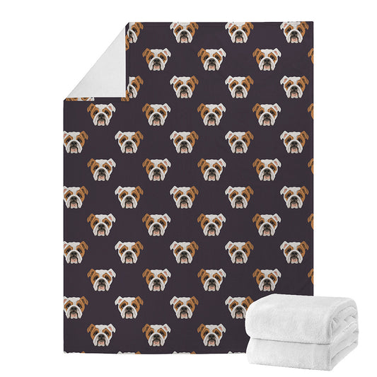 Cute English Bulldog Pattern Print Blanket