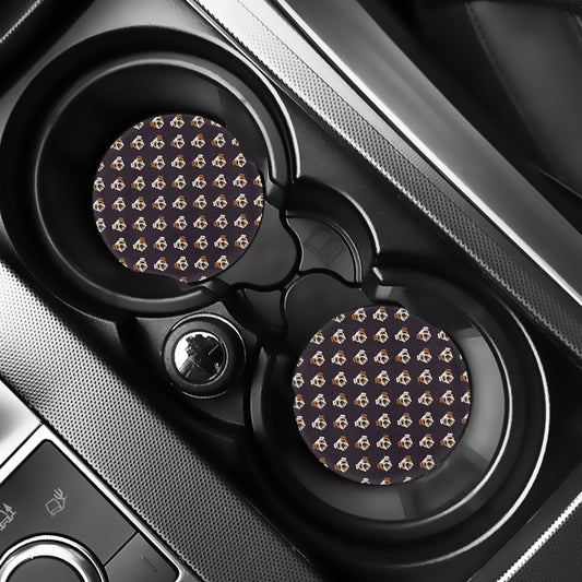 Cute English Bulldog Pattern Print Car Coasters