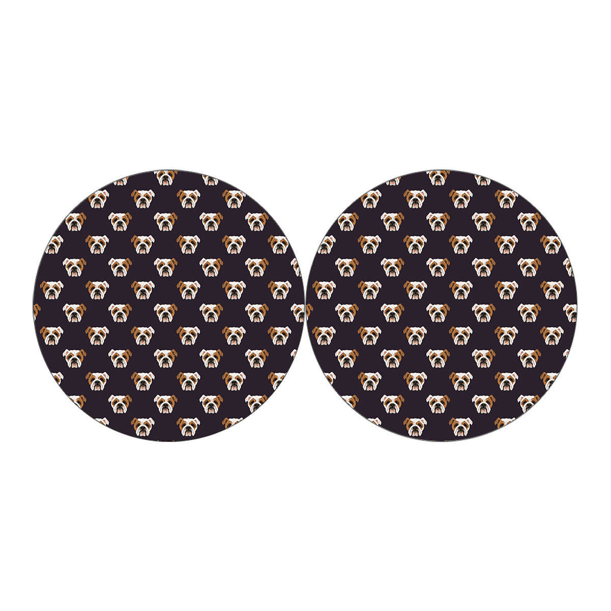 Cute English Bulldog Pattern Print Car Coasters