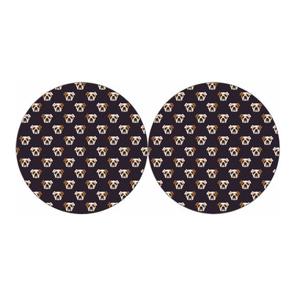 Cute English Bulldog Pattern Print Car Coasters