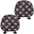 Cute English Bulldog Pattern Print Car Headrest Covers
