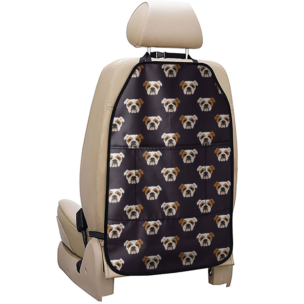 Cute English Bulldog Pattern Print Car Seat Organizers