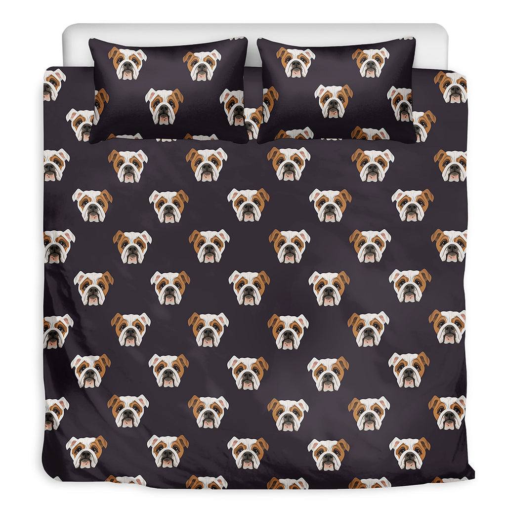 Cute English Bulldog Pattern Print Duvet Cover Bedding Set