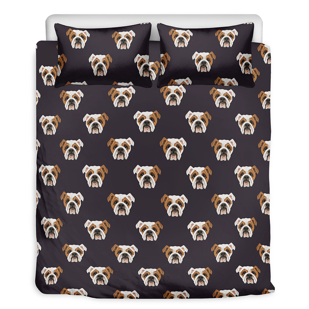 Cute English Bulldog Pattern Print Duvet Cover Bedding Set