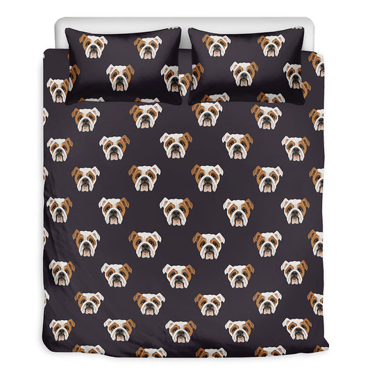 Cute English Bulldog Pattern Print Duvet Cover Bedding Set