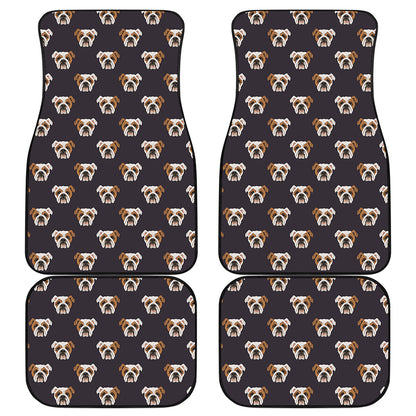 Cute English Bulldog Pattern Print Front and Back Car Floor Mats