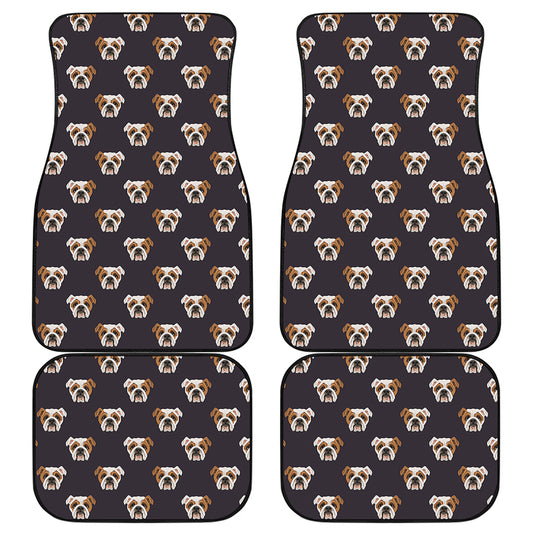 Cute English Bulldog Pattern Print Front and Back Car Floor Mats