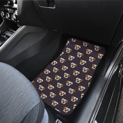 Cute English Bulldog Pattern Print Front and Back Car Floor Mats
