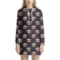Cute English Bulldog Pattern Print Pullover Hoodie Dress