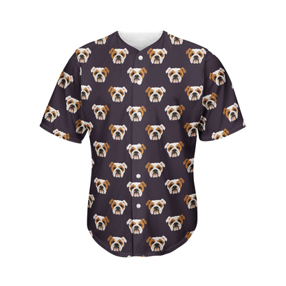 Cute English Bulldog Pattern Print Men's Baseball Jersey