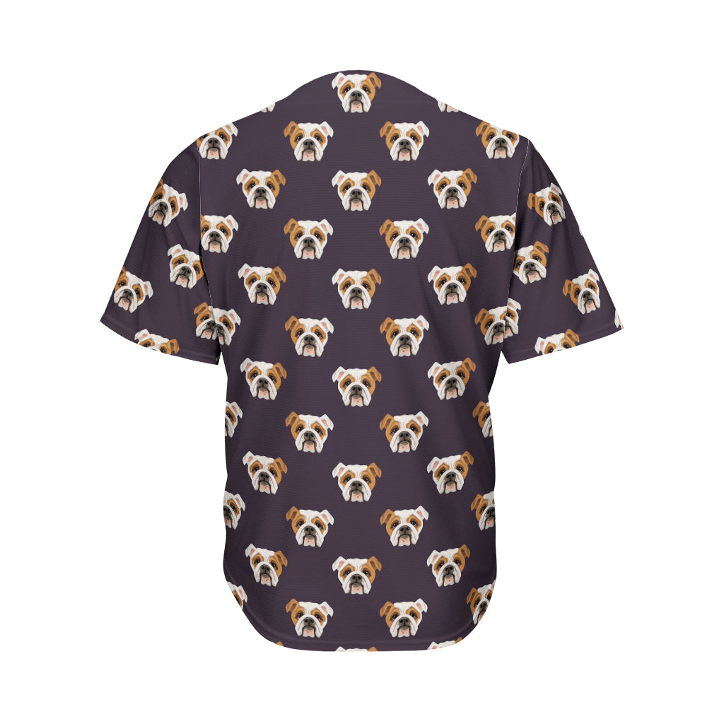 Cute English Bulldog Pattern Print Men's Baseball Jersey
