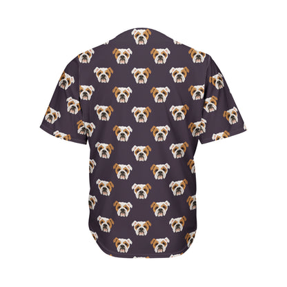Cute English Bulldog Pattern Print Men's Baseball Jersey