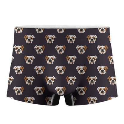 Cute English Bulldog Pattern Print Men's Boxer Briefs