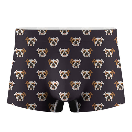 Cute English Bulldog Pattern Print Men's Boxer Briefs