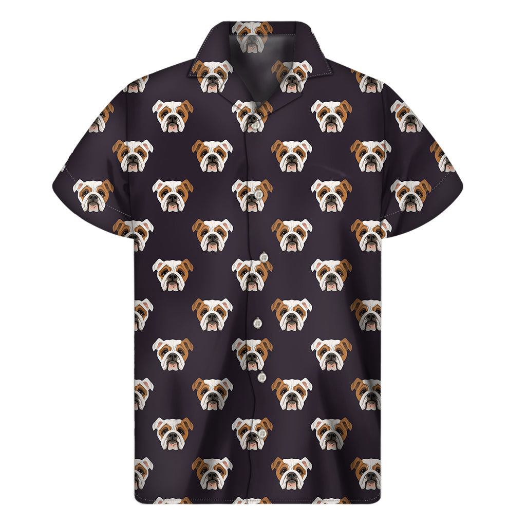 Cute English Bulldog Pattern Print Men's Short Sleeve Shirt
