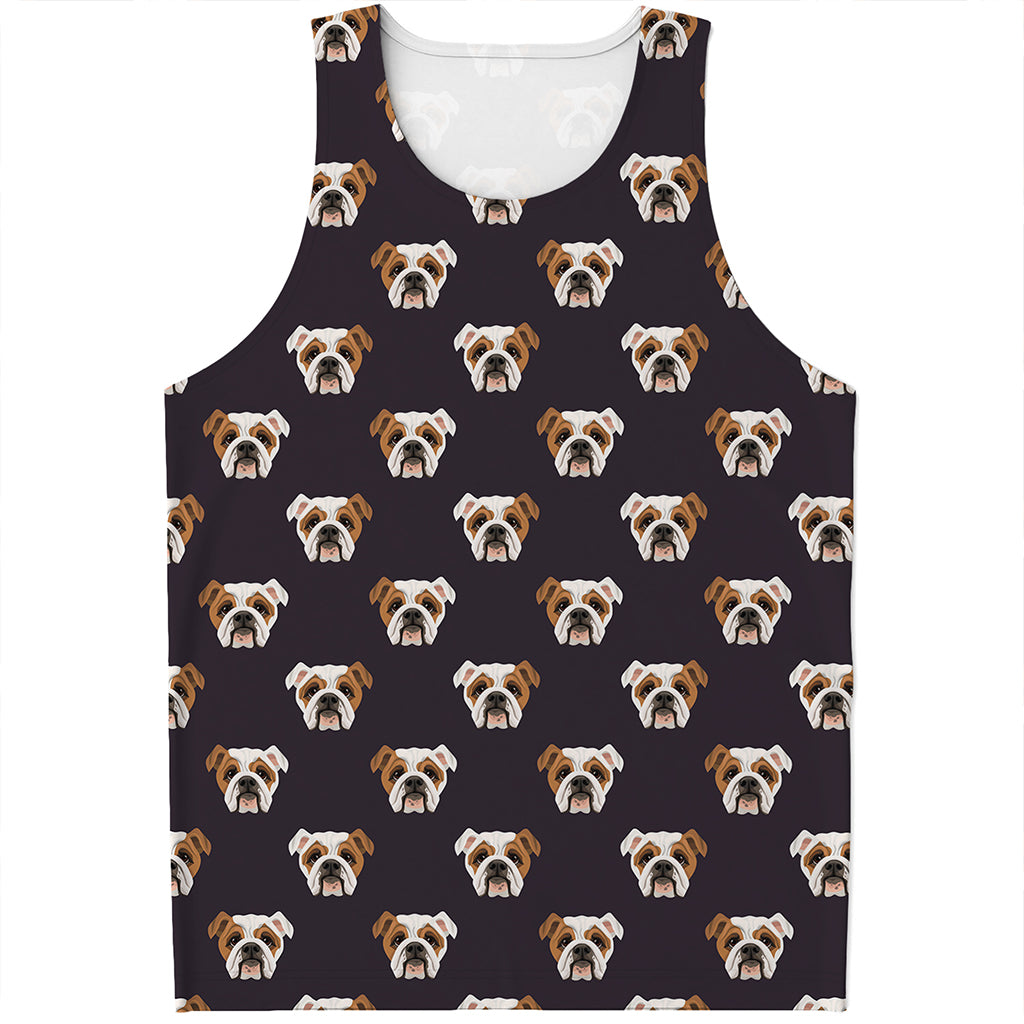 Cute English Bulldog Pattern Print Men's Tank Top