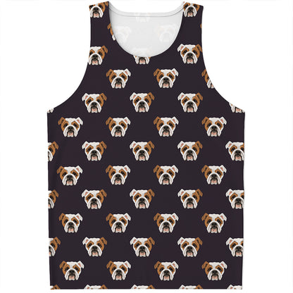 Cute English Bulldog Pattern Print Men's Tank Top