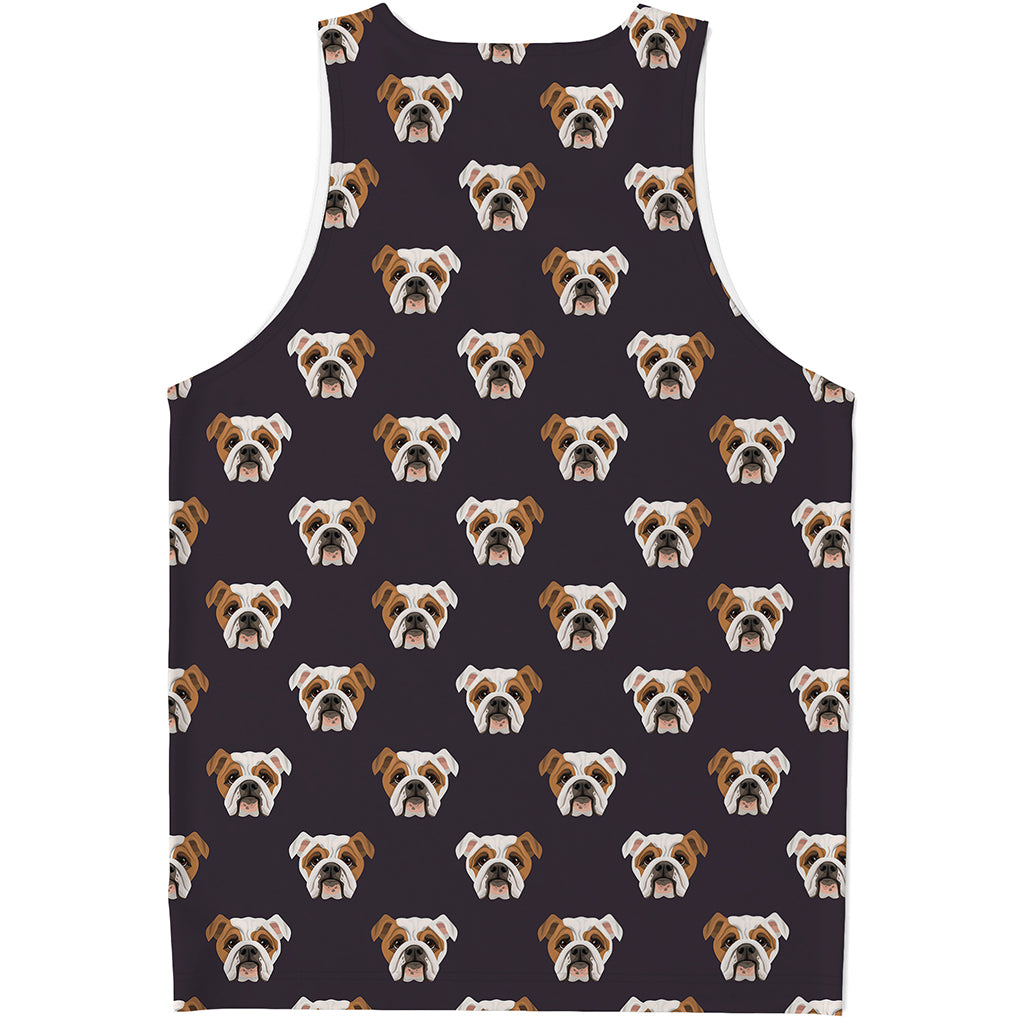 Cute English Bulldog Pattern Print Men's Tank Top