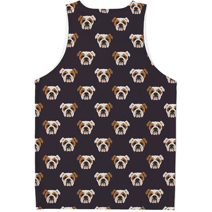Cute English Bulldog Pattern Print Men's Tank Top