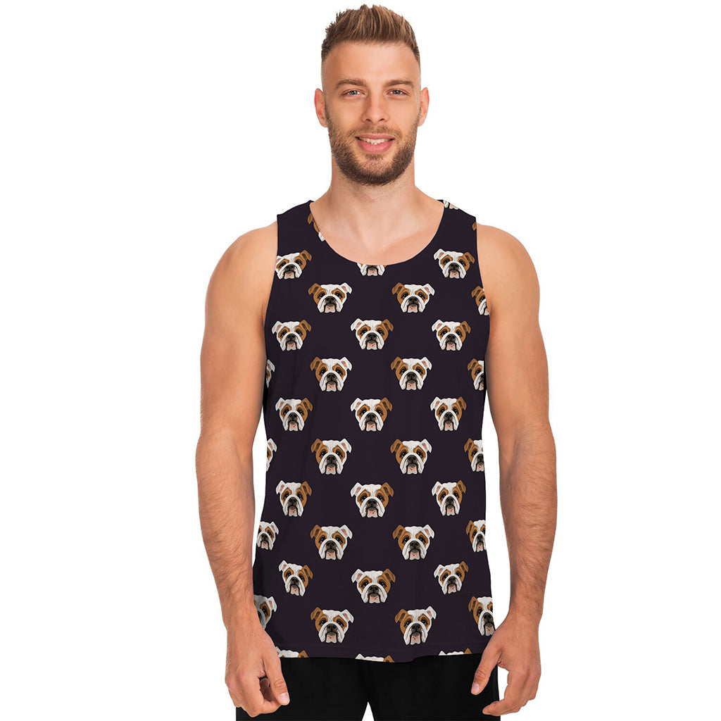 Cute English Bulldog Pattern Print Men's Tank Top
