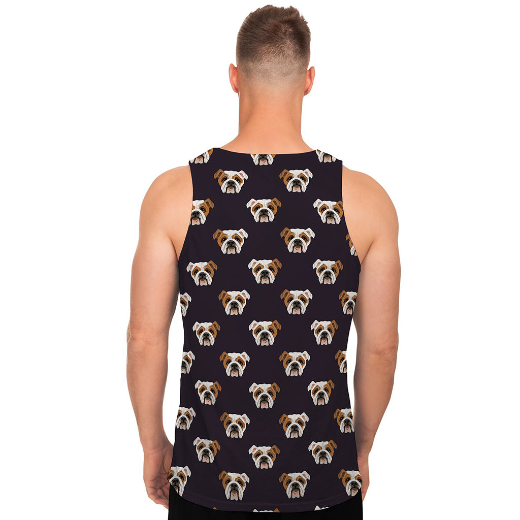 Cute English Bulldog Pattern Print Men's Tank Top