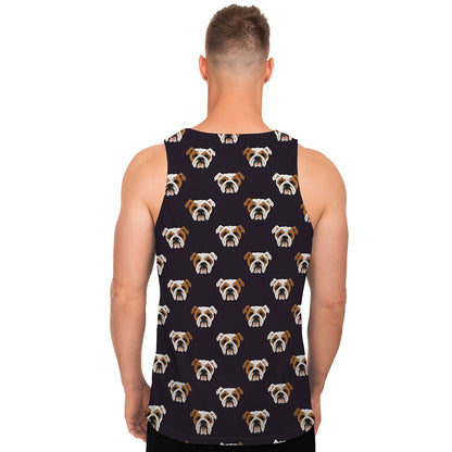 Cute English Bulldog Pattern Print Men's Tank Top