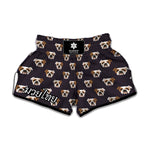 Cute English Bulldog Pattern Print Muay Thai Boxing Shorts