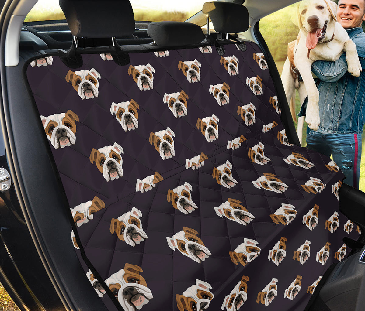 Cute English Bulldog Pattern Print Pet Car Back Seat Cover
