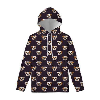 Cute English Bulldog Pattern Print Pullover Hoodie
