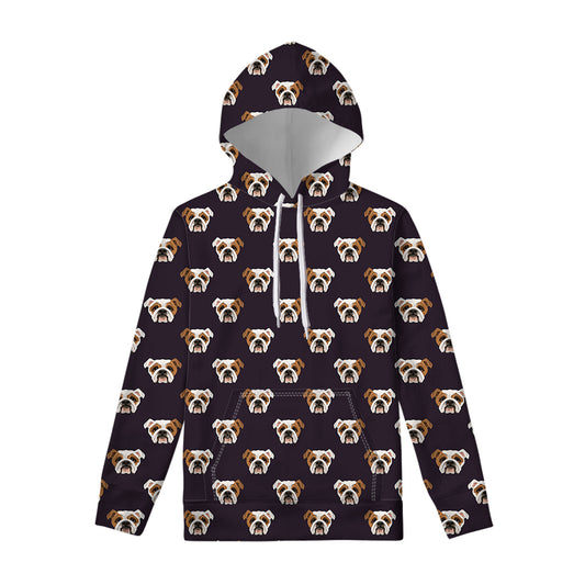 Cute English Bulldog Pattern Print Pullover Hoodie