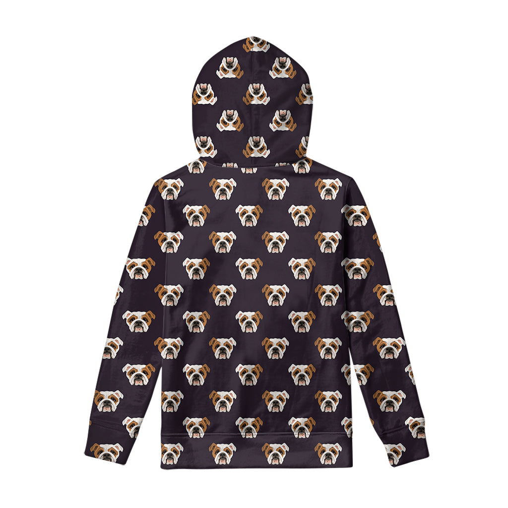 Cute English Bulldog Pattern Print Pullover Hoodie