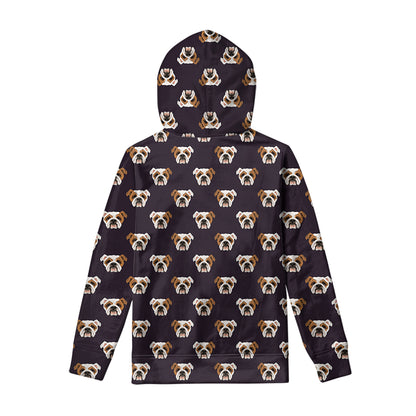Cute English Bulldog Pattern Print Pullover Hoodie