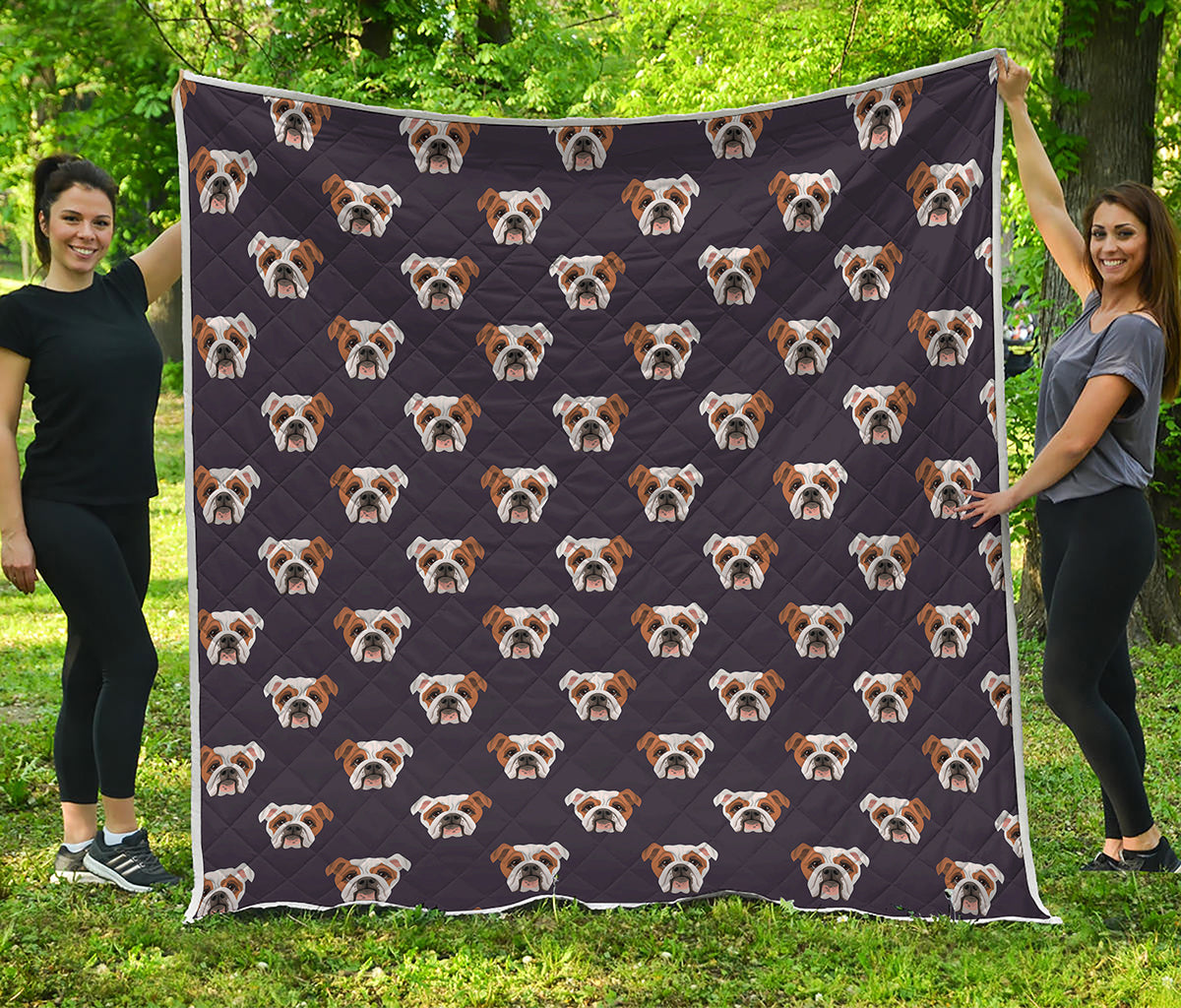 Cute English Bulldog Pattern Print Quilt