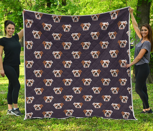 Cute English Bulldog Pattern Print Quilt