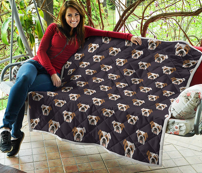 Cute English Bulldog Pattern Print Quilt