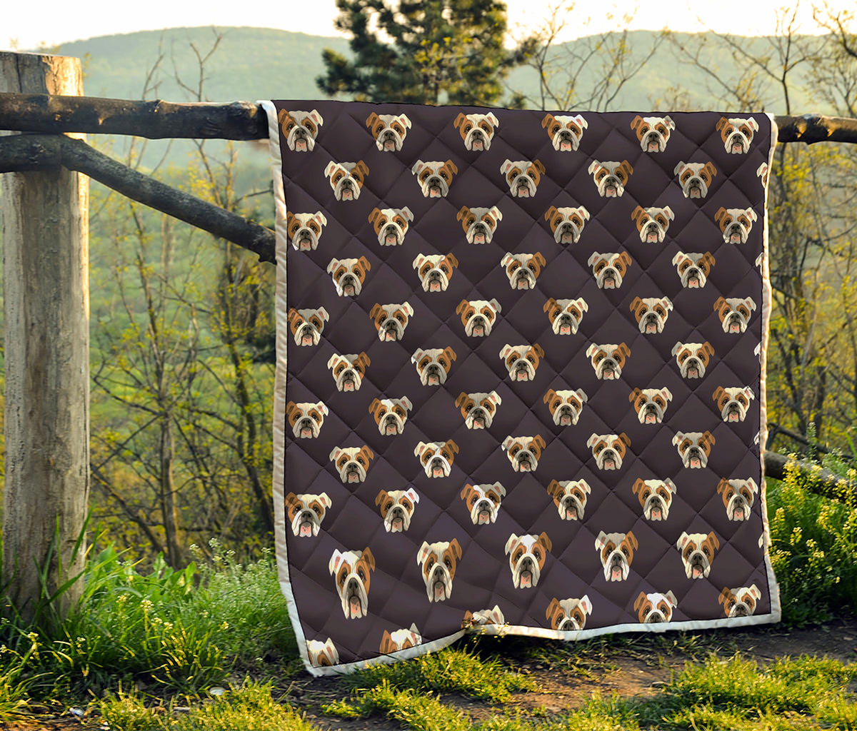 Cute English Bulldog Pattern Print Quilt