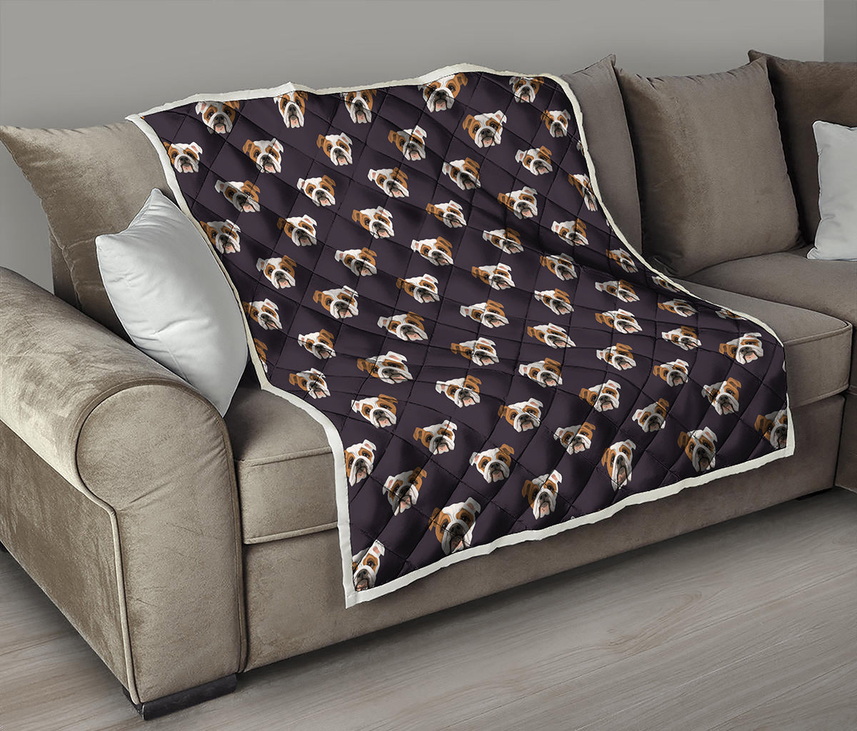 Cute English Bulldog Pattern Print Quilt