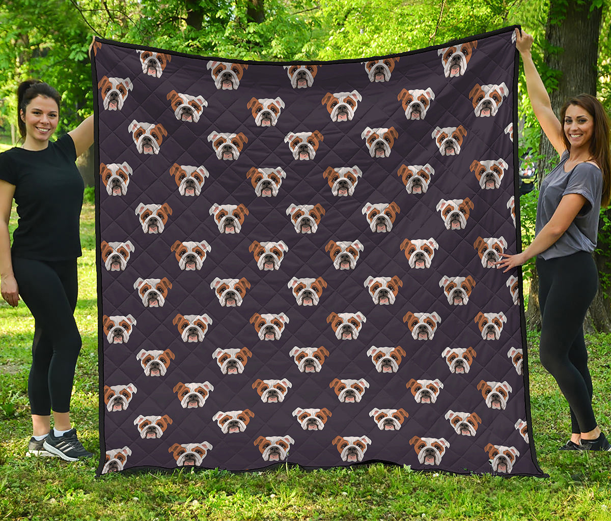 Cute English Bulldog Pattern Print Quilt