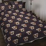 Cute English Bulldog Pattern Print Quilt Bed Set