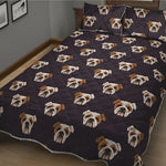 Cute English Bulldog Pattern Print Quilt Bed Set