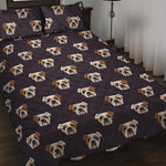 Cute English Bulldog Pattern Print Quilt Bed Set