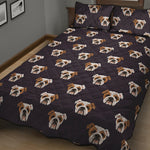 Cute English Bulldog Pattern Print Quilt Bed Set