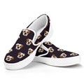Cute English Bulldog Pattern Print White Slip On Sneakers